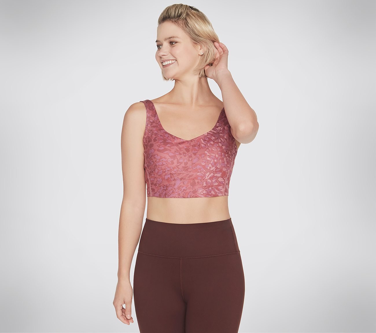 GOSCULPT LEOPARD LONGLINE BRA, MAUVE/PURPLE Apparel Left View