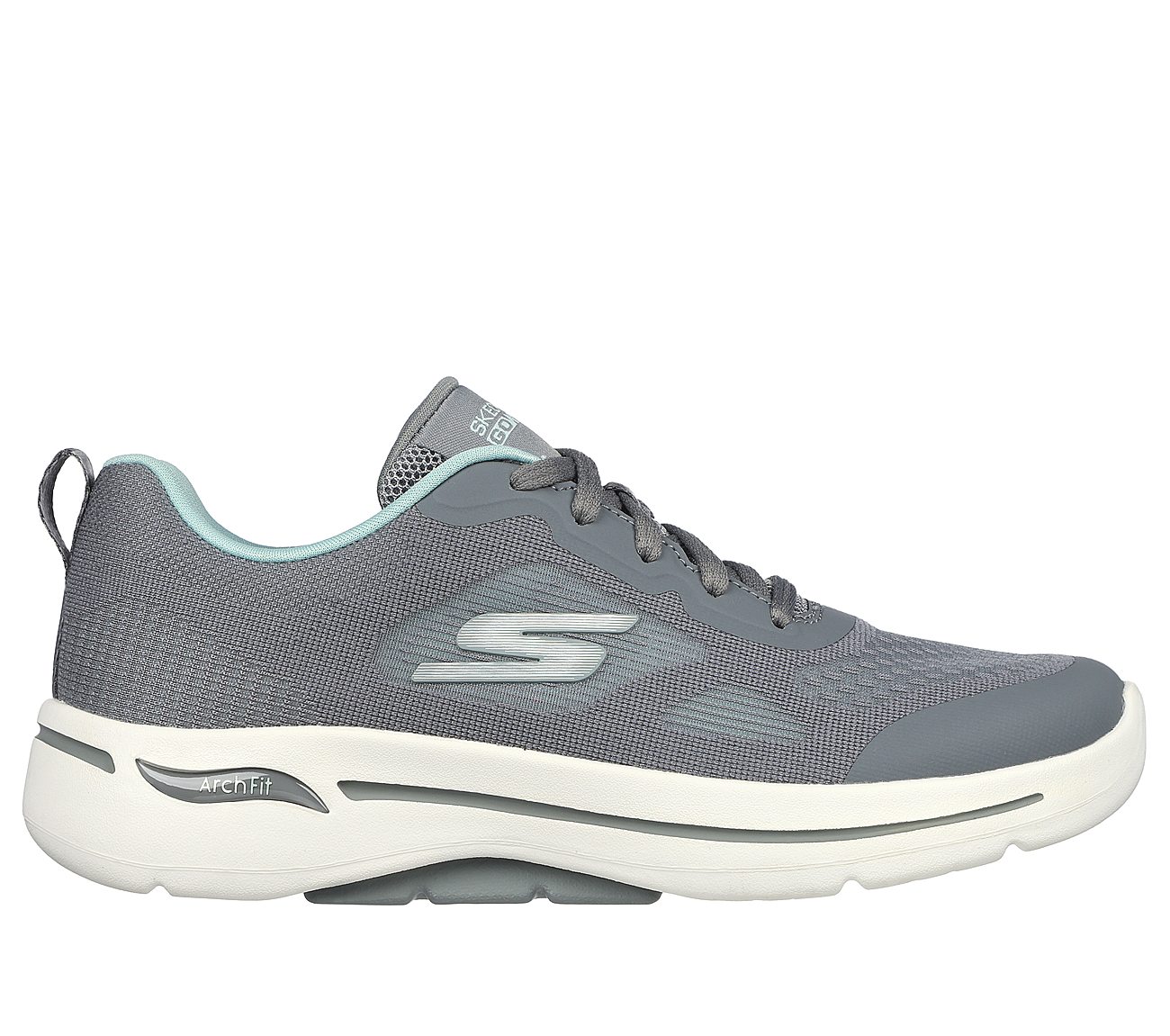 Skechers Grey/Aqua Go Walk Arch Fit F Womens Lace Up Shoes - Style ID ...