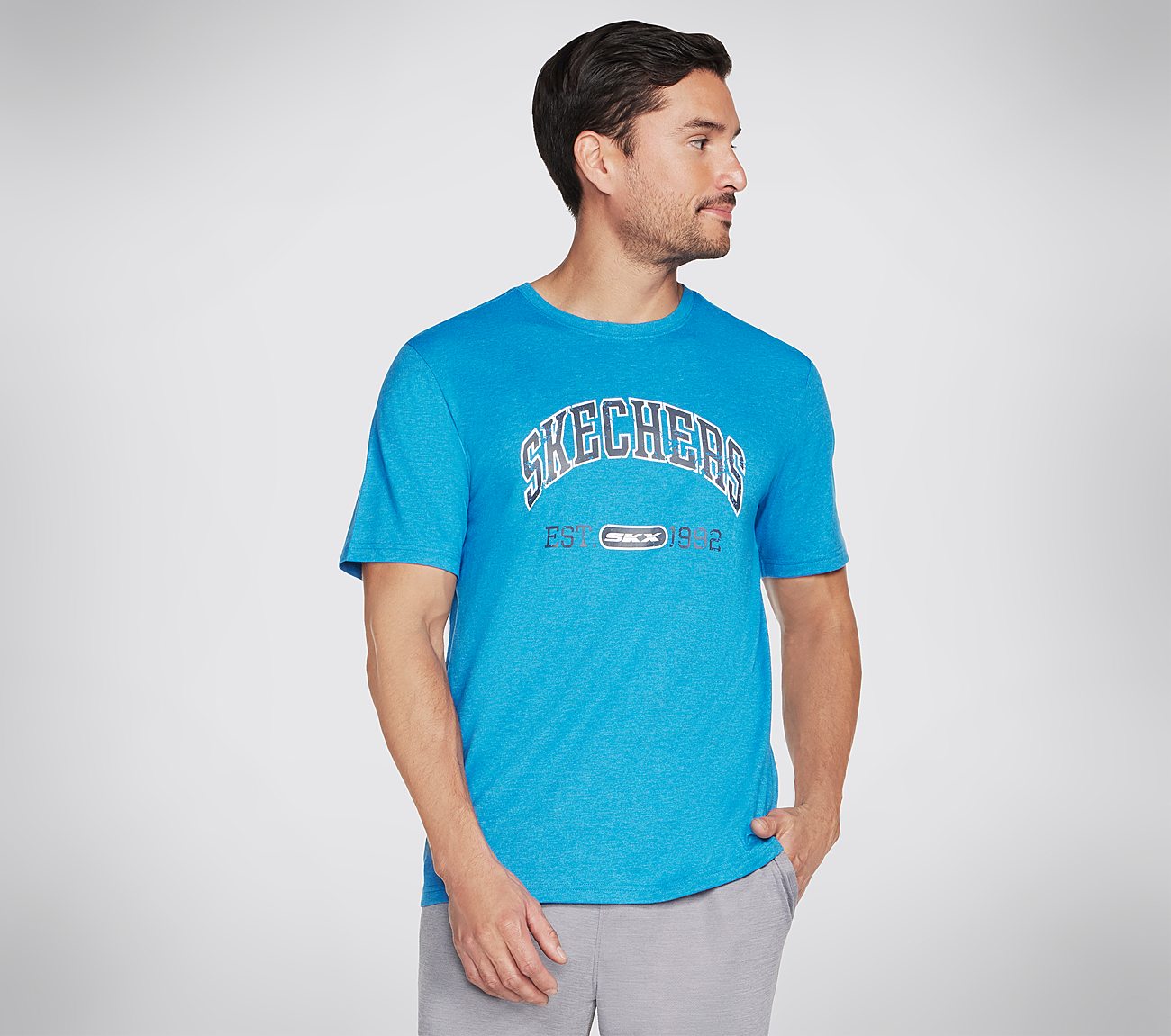 PRESTIGE T-SHIRT, NAVY/LIGHT BLUE Apparel Lateral View