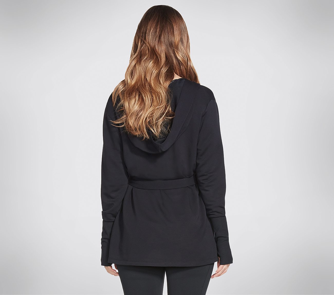 EVERYDAY BELTED HOODIGAN, BBBBLACK Apparels Top View