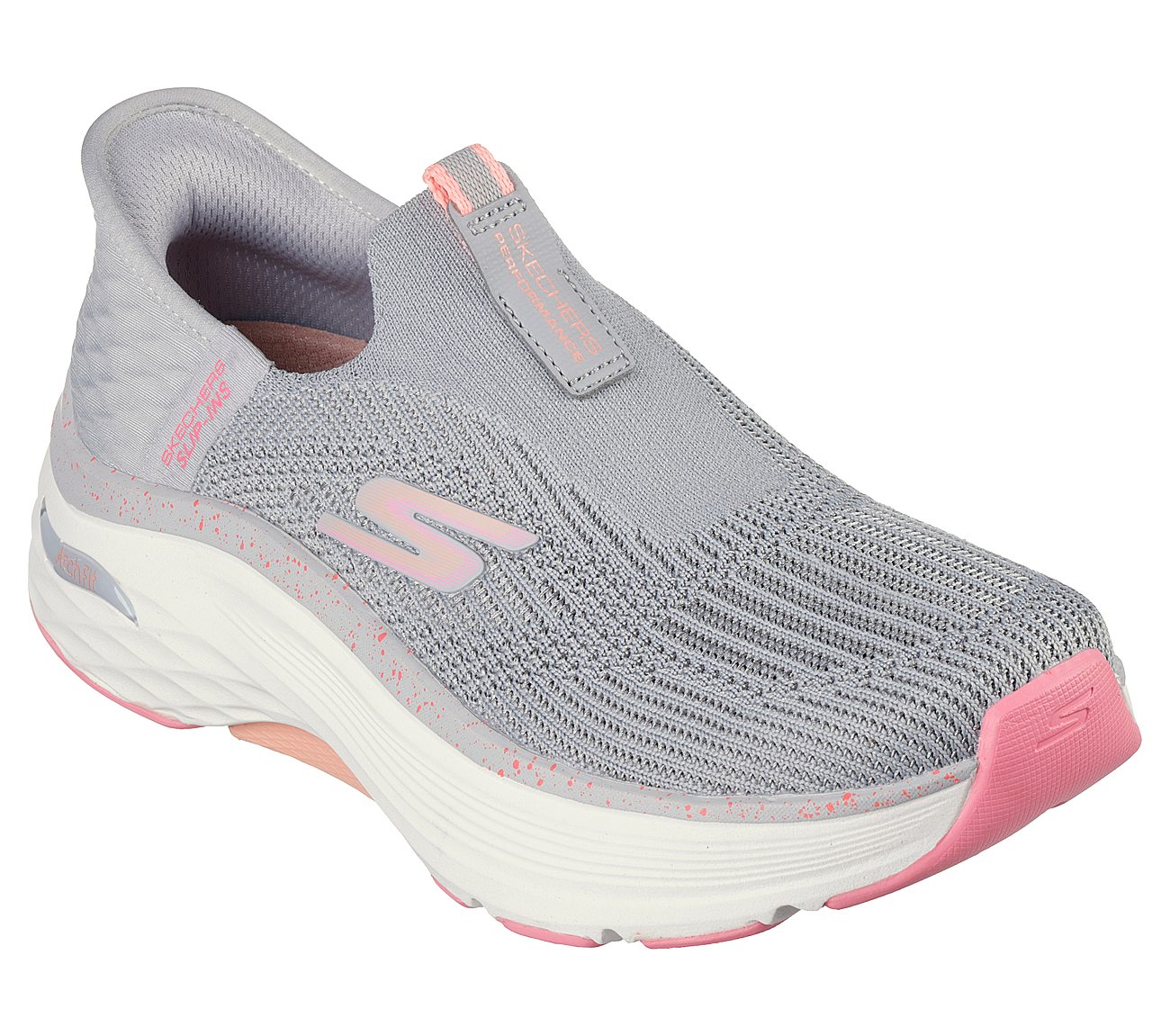 Skechers Slip-ins Max Cushioning Arch Fit - Fluidity, GREY/PINK Footwear Right View