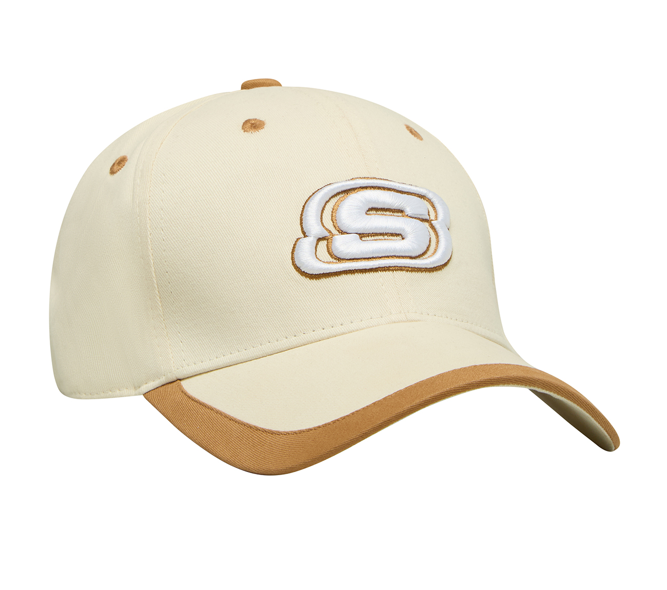 PEACHED BASEBALL HAT , OFF WHITE/BROWN Accessories Top View