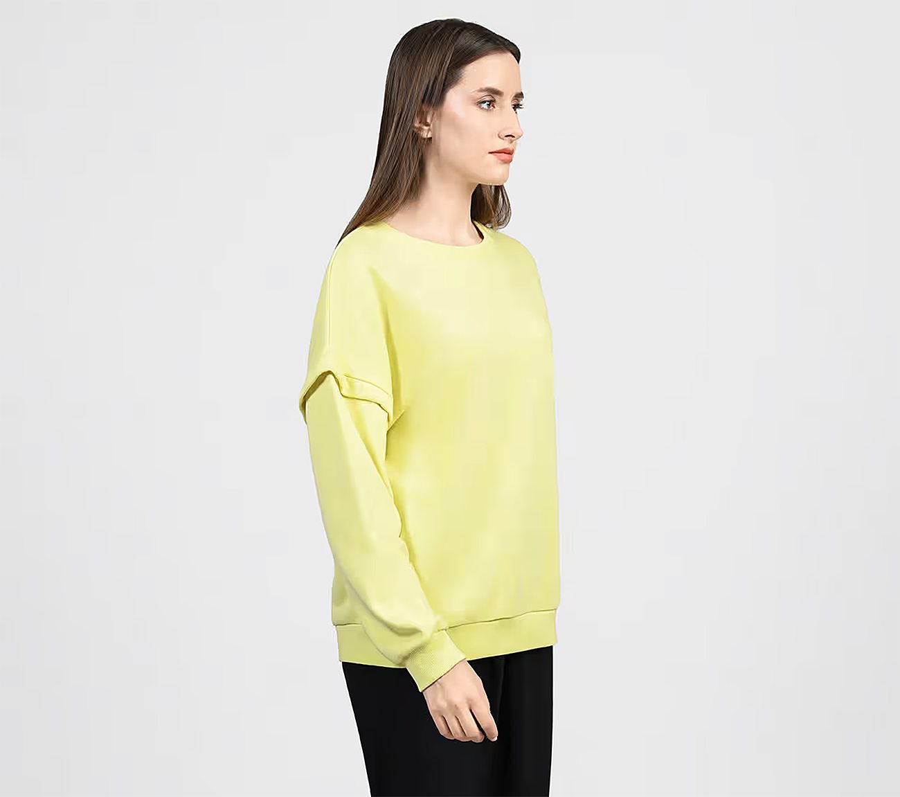 OASIS LAYERED SLEEVE SWEATSHIRT, MINT/YELLOW