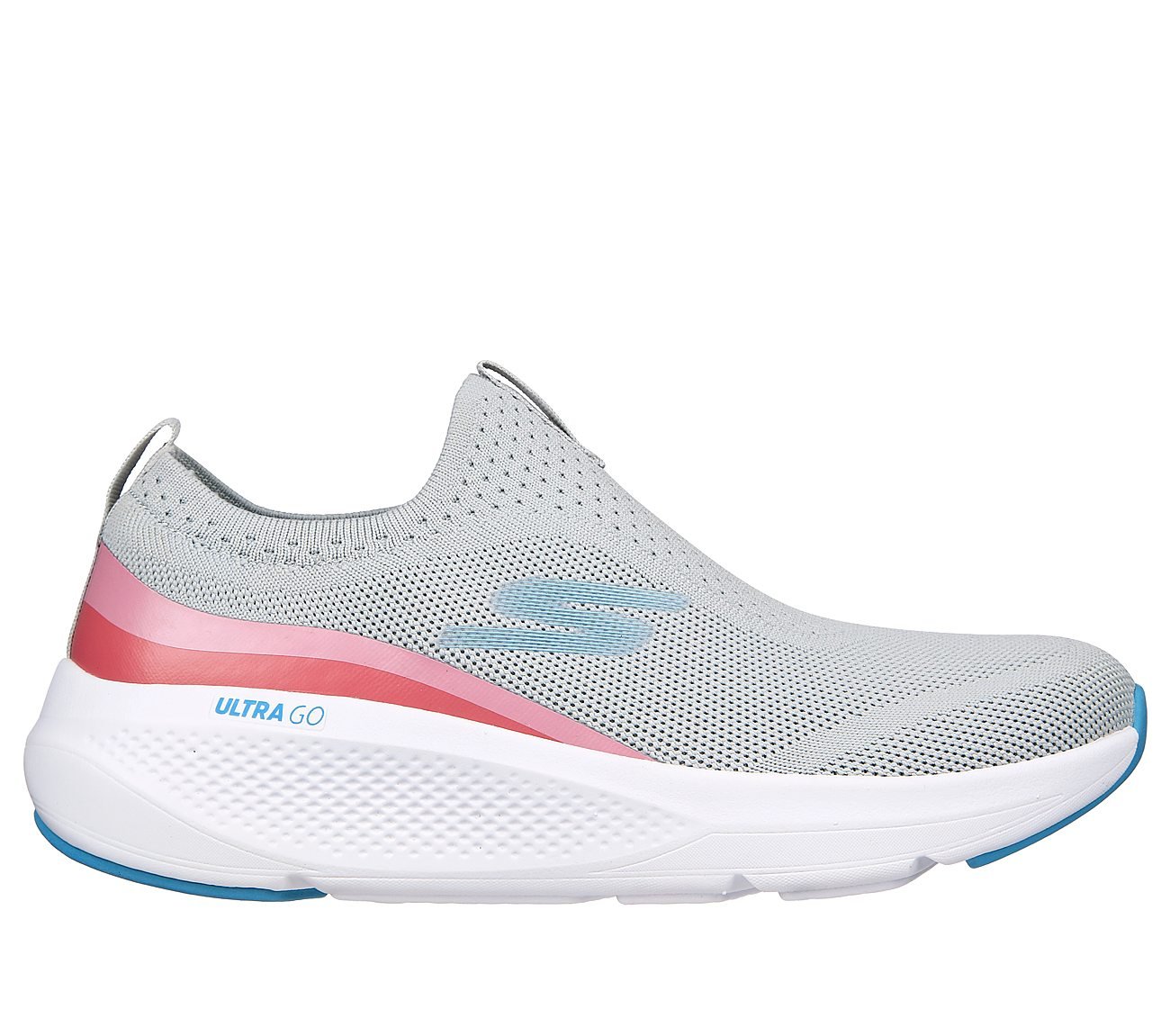 GO RUN ELEVATE - HOT STREAK, GREY/PINK Footwear Lateral View