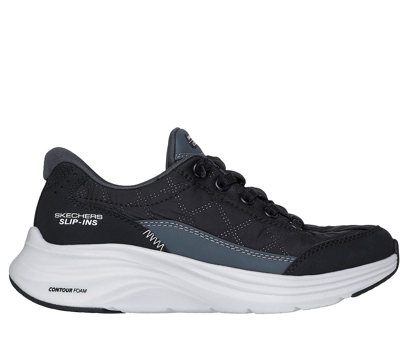 CONTOUR FOAM - COZY FIT, BLACK/WHITE Footwear Lateral View