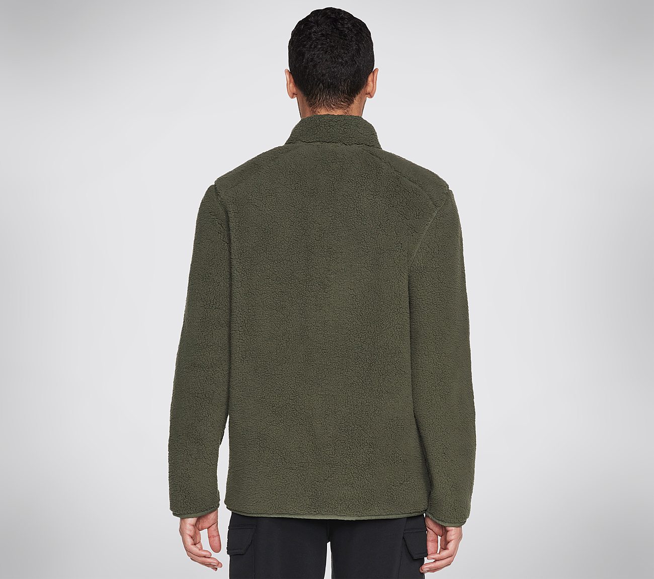 SKECHERS SHERPA JACKET, OOLIVE Apparels Top View