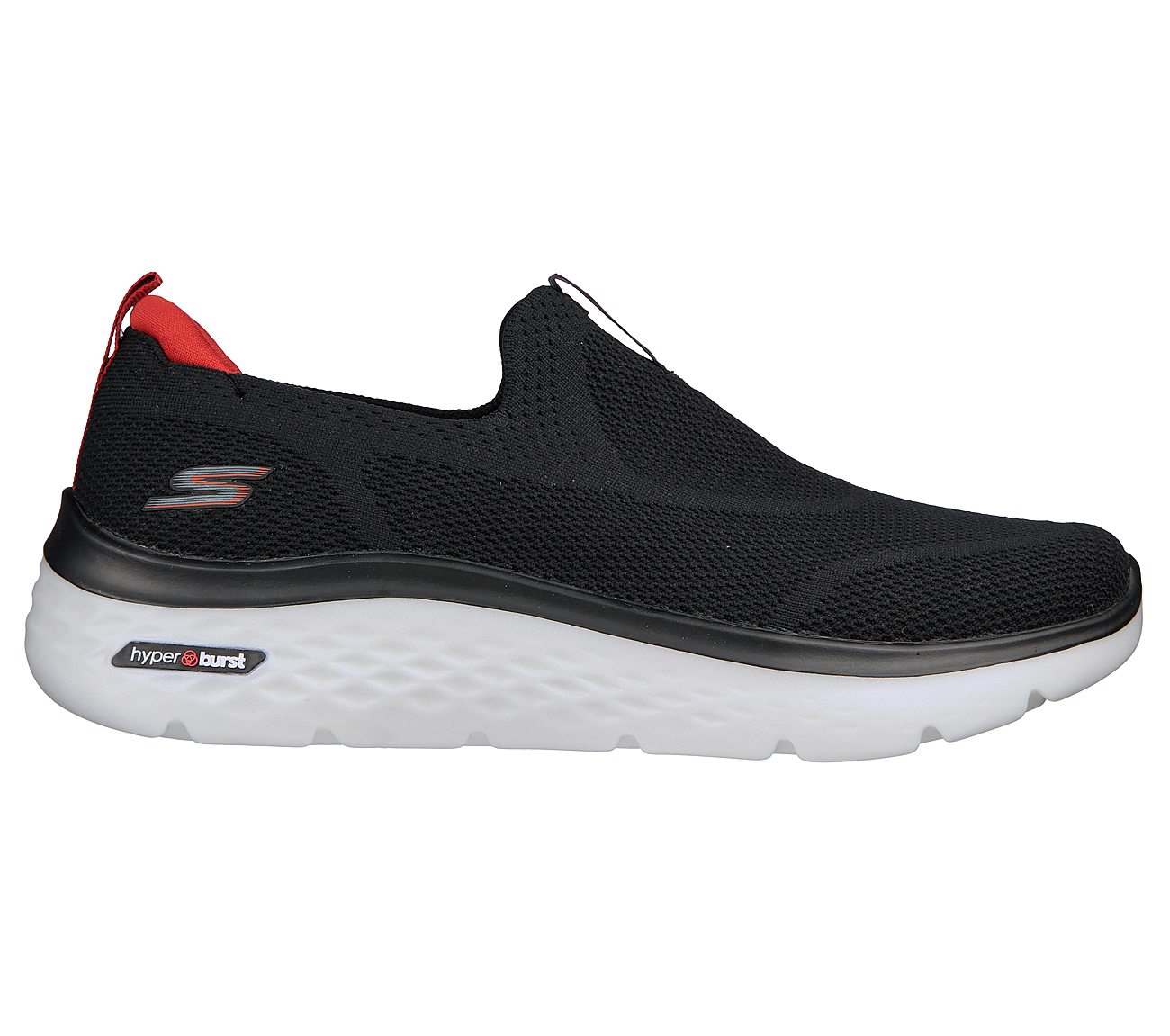 GO WALK HYPER BURST, BLACK/WHITE/RED Footwear Lateral View