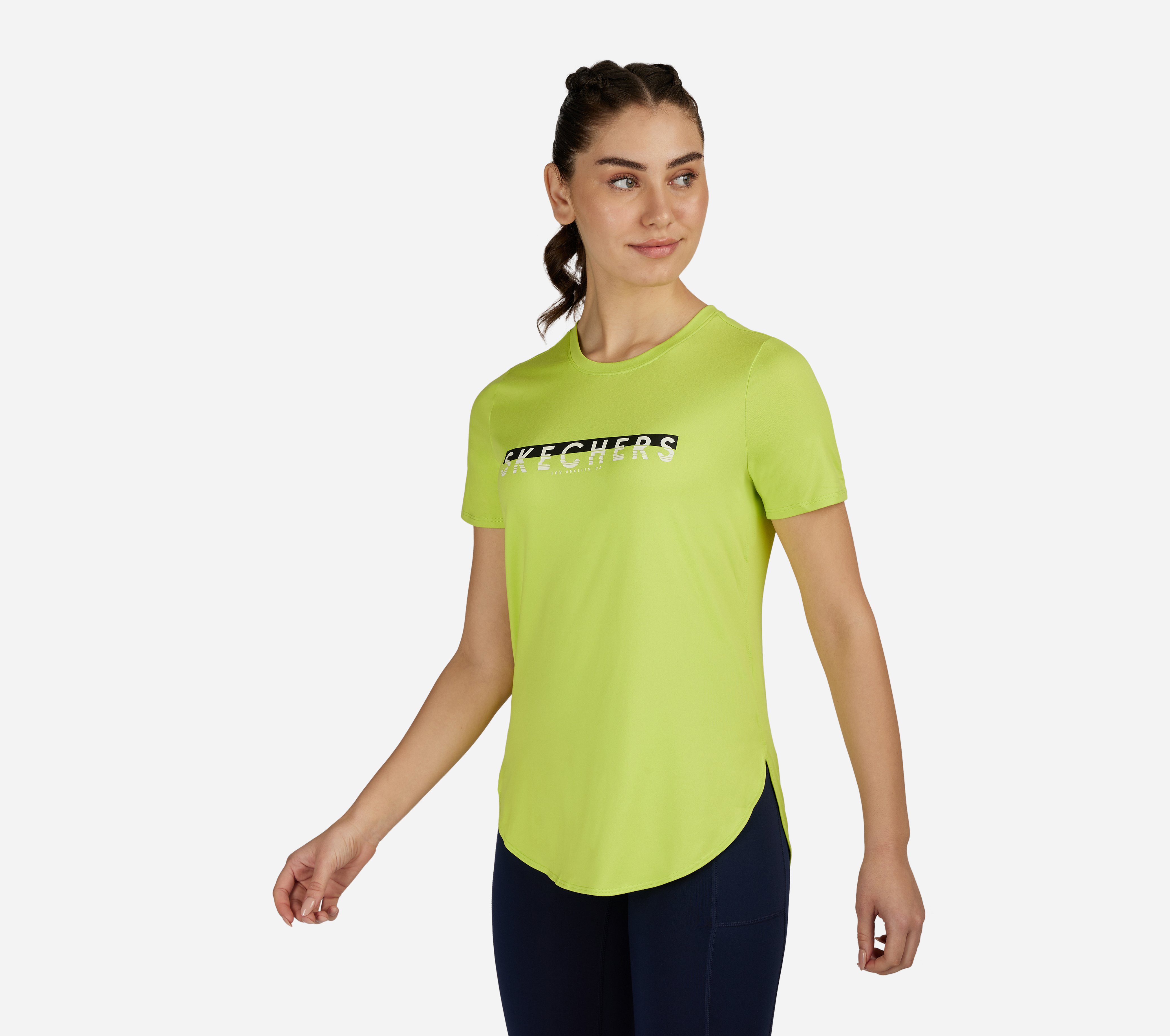 GODRI SWIFT SKECHERS TUNIC T-SHIRT, LIME Apparels Top View