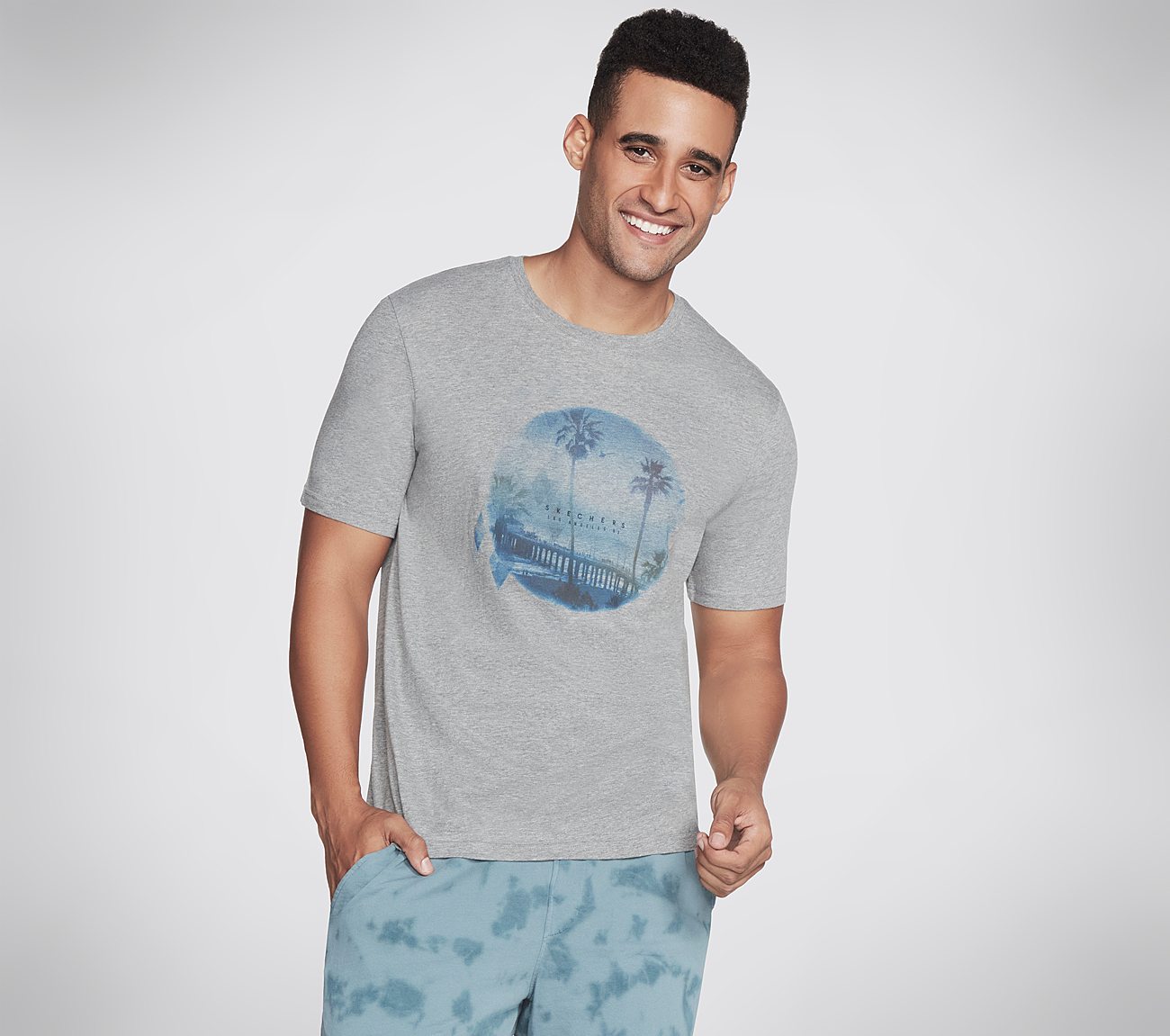 SKECHERS PIER TEE, LIGHT GREY Apparels Lateral View