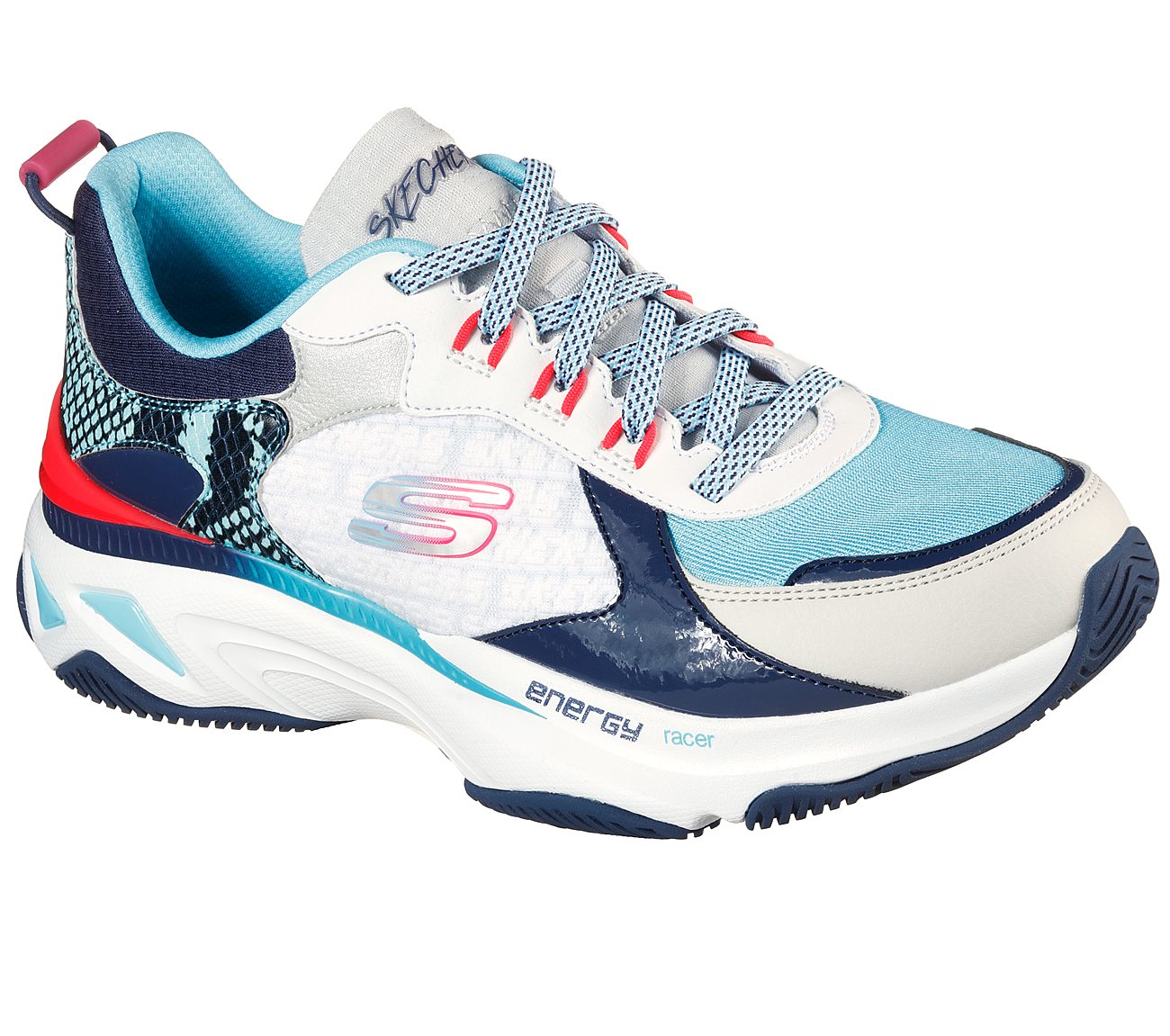 ENERGY RACER-OH SO COOL, WHITE/BLUE/PINK Footwear Lateral View