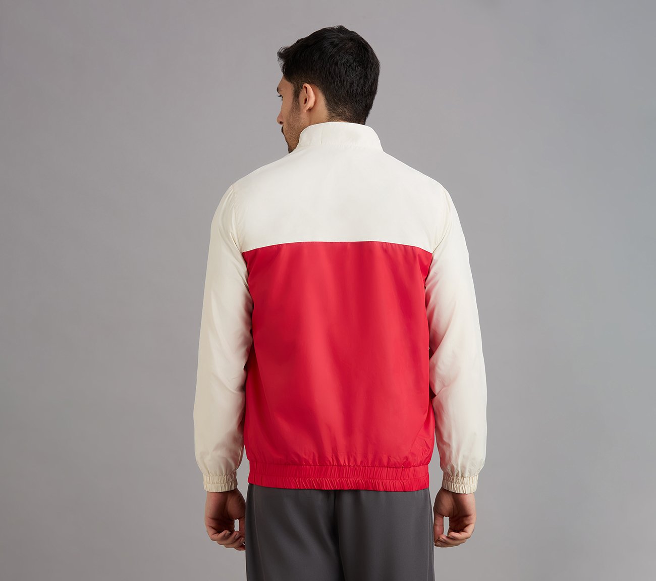 COLOR BLOCK PICKLEBALL WINDBREAKER, GRAY/RED Apparels Left View