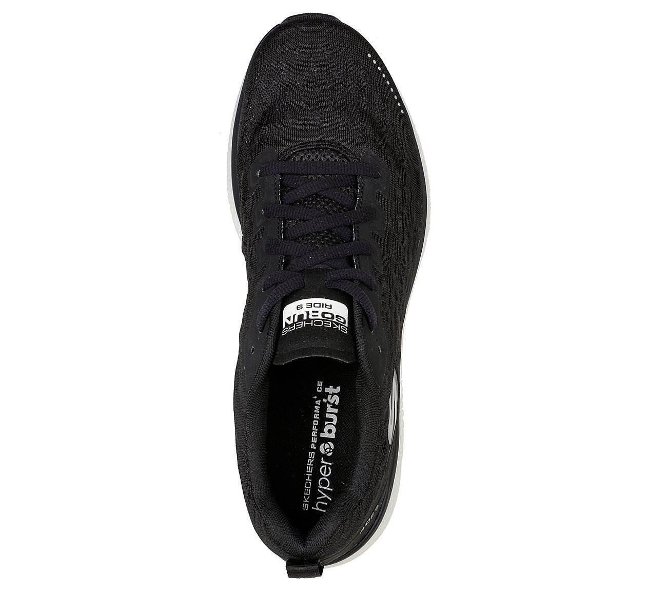 GO RUN RIDE 9 - RIDE 9, BLACK/WHITE Footwear Top View