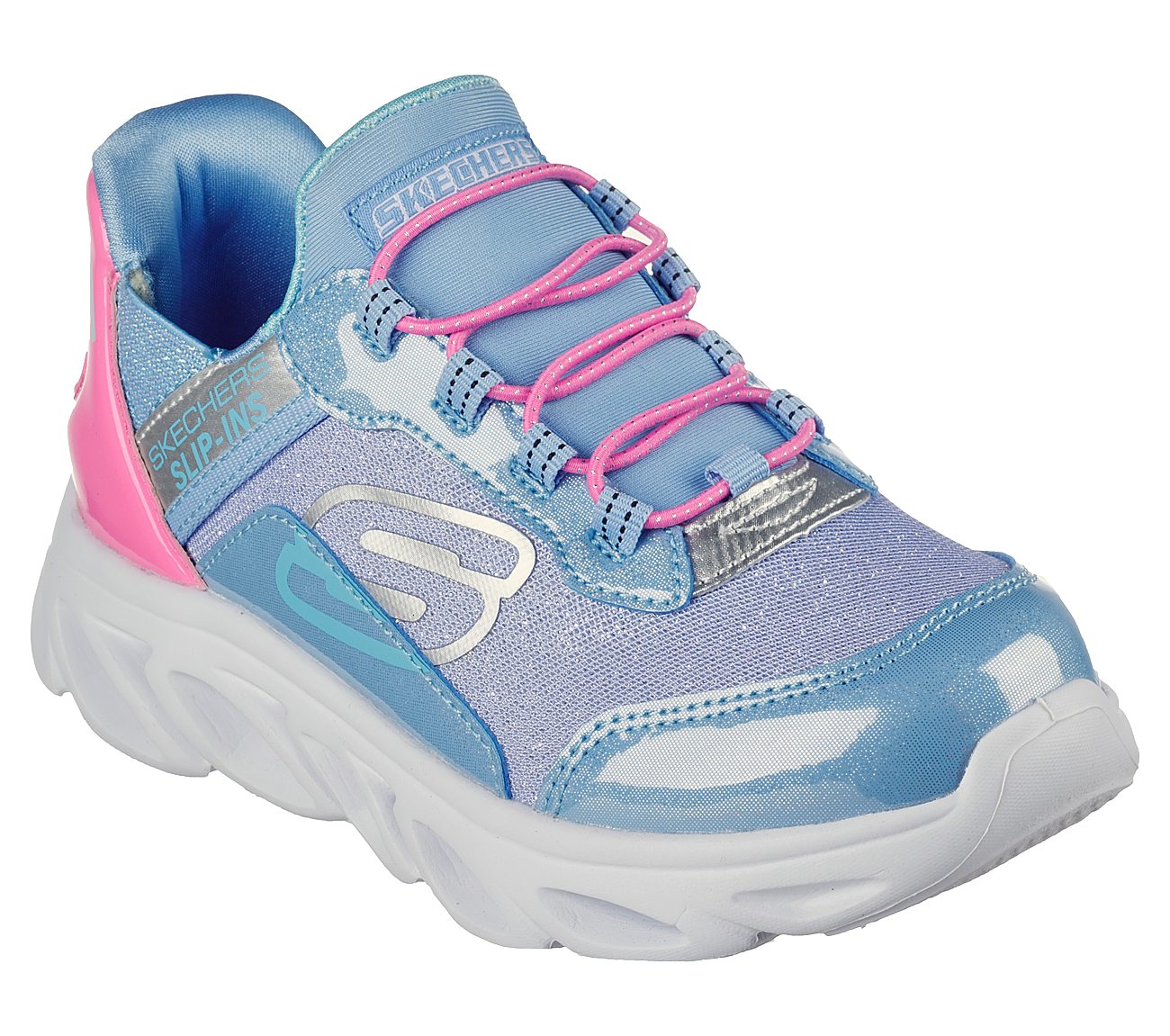 Skechers Blue/Pink Flex Glide Girls Slip On Shoes - Style ID: 302221L ...