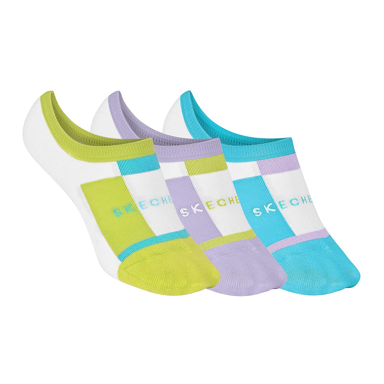 3PK WOMENS BLOCK NON TERRY LI, PURPLE/AQUA/PINK Accessories Lateral View