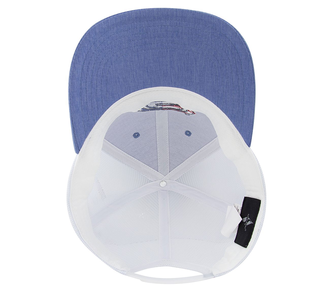 DIAMOND MESH BASEBALL HAT, NATURAL/NAVY Accessories Right View