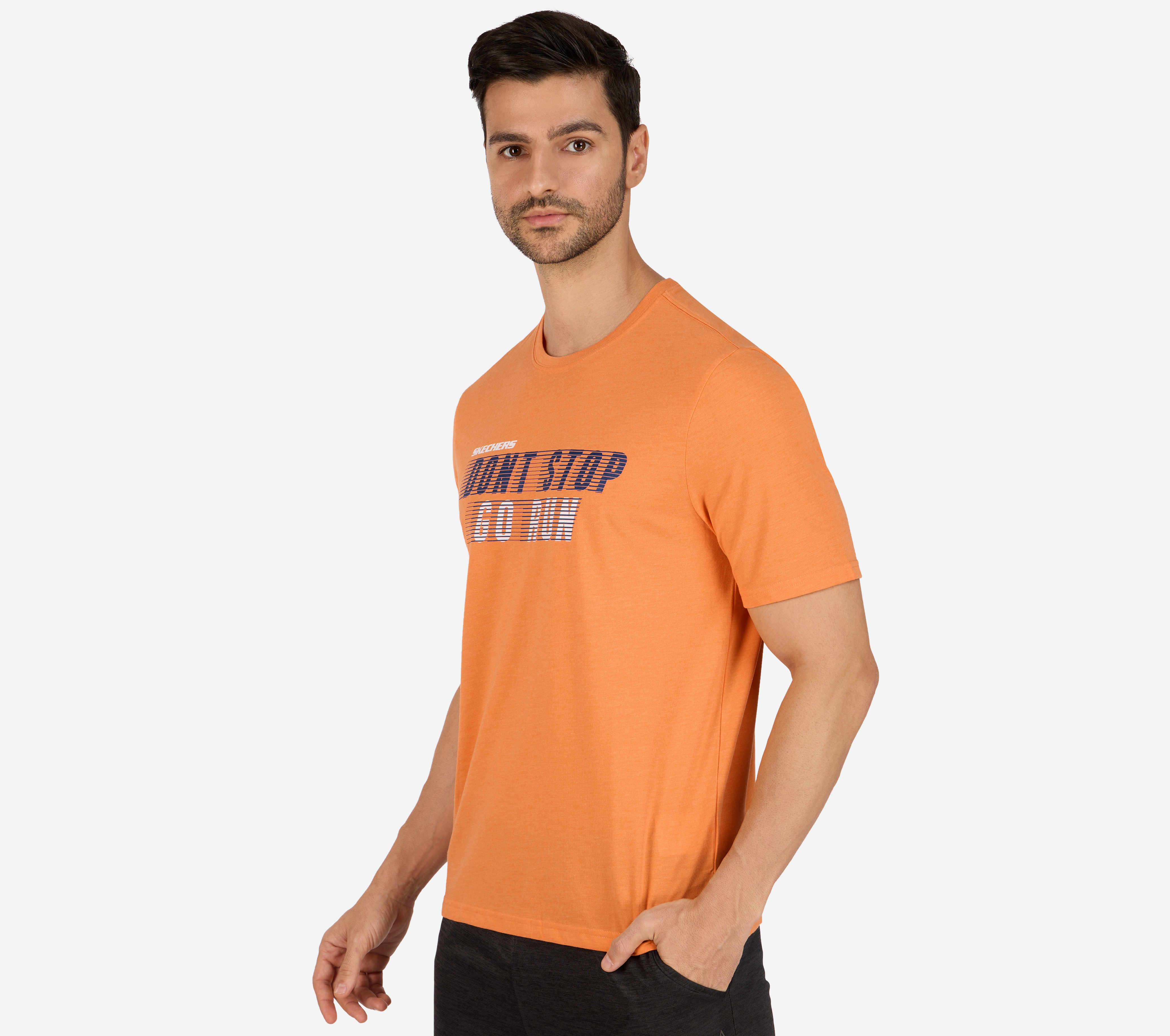 FAST TRACK T-SHIRT, GUNMETAL ORANGE Apparels Top View