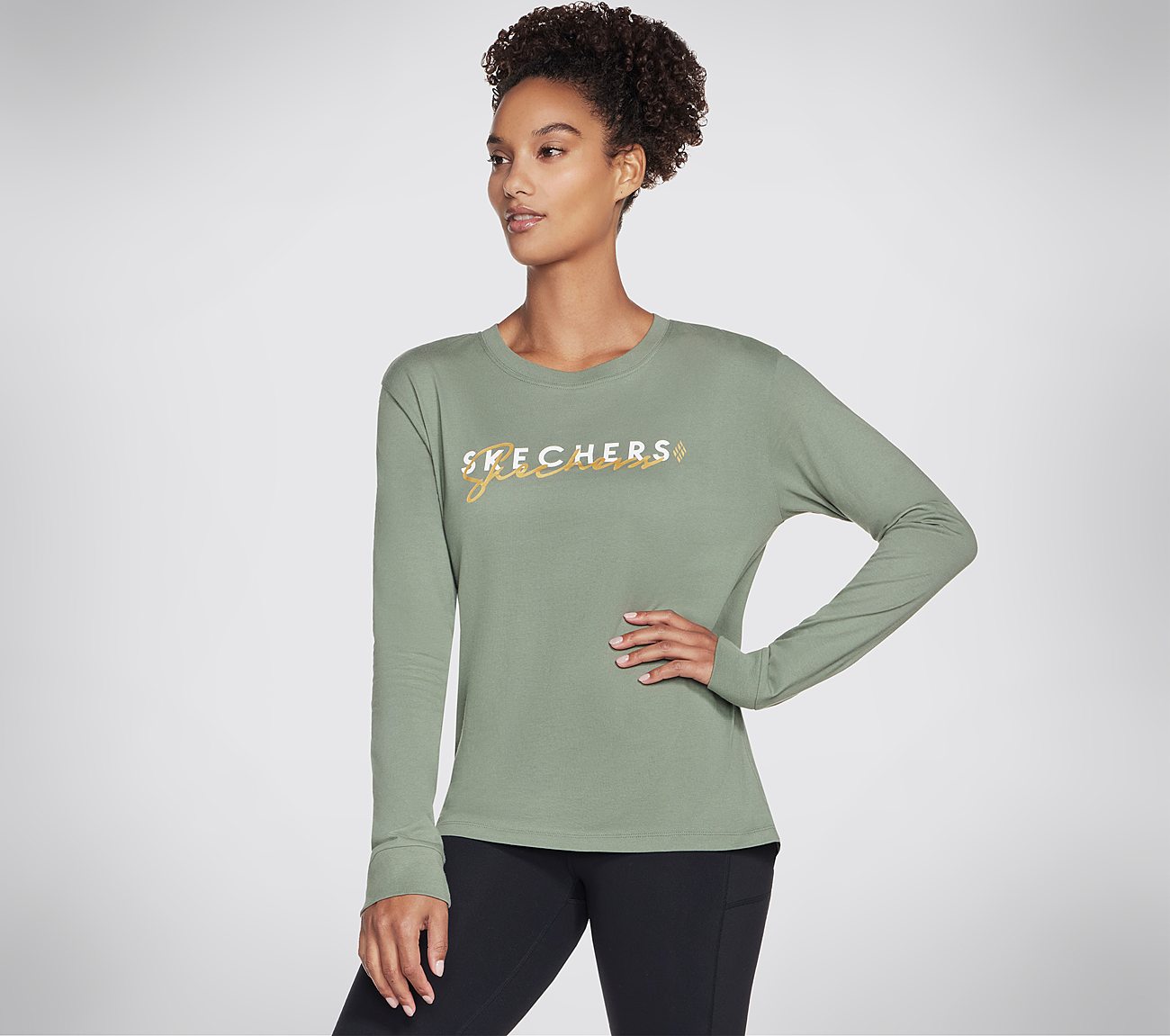 SKECHERS SIGNATURE LONG SLEEVE, LIGHT GREEN Apparels Lateral View