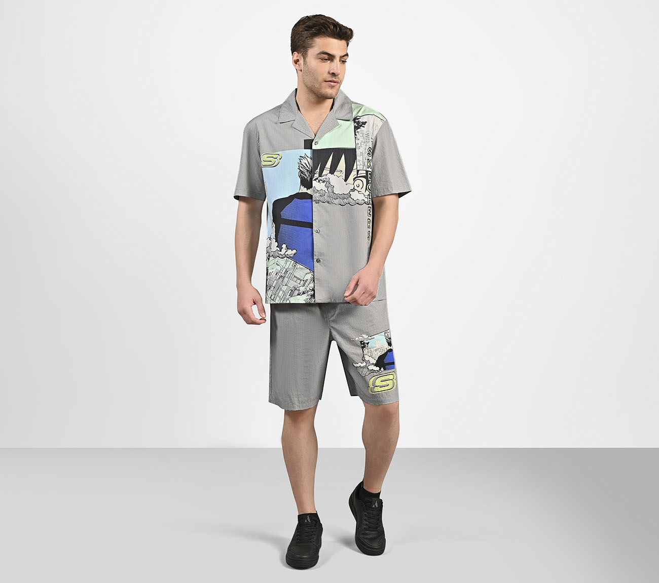 MENS ANIME STREET SHIRT, STONE/NATURAL Apparel Right View