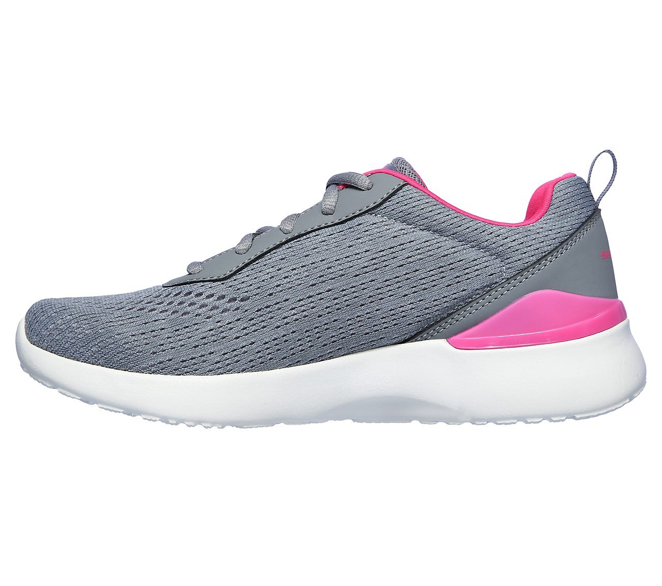 SKECH-AIR DYNAMIGHT-TOP PRIZE, GREY/HOT PINK Footwear Left View