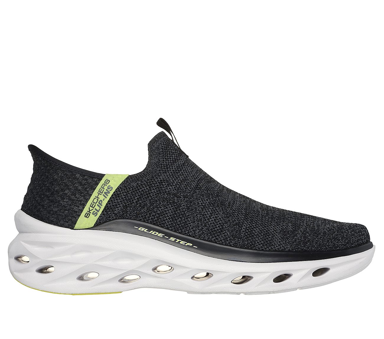 SKECHERS SLIP-INS: GLIDE-STEP SWIFT - PROSE, BLACK Footwear Lateral View