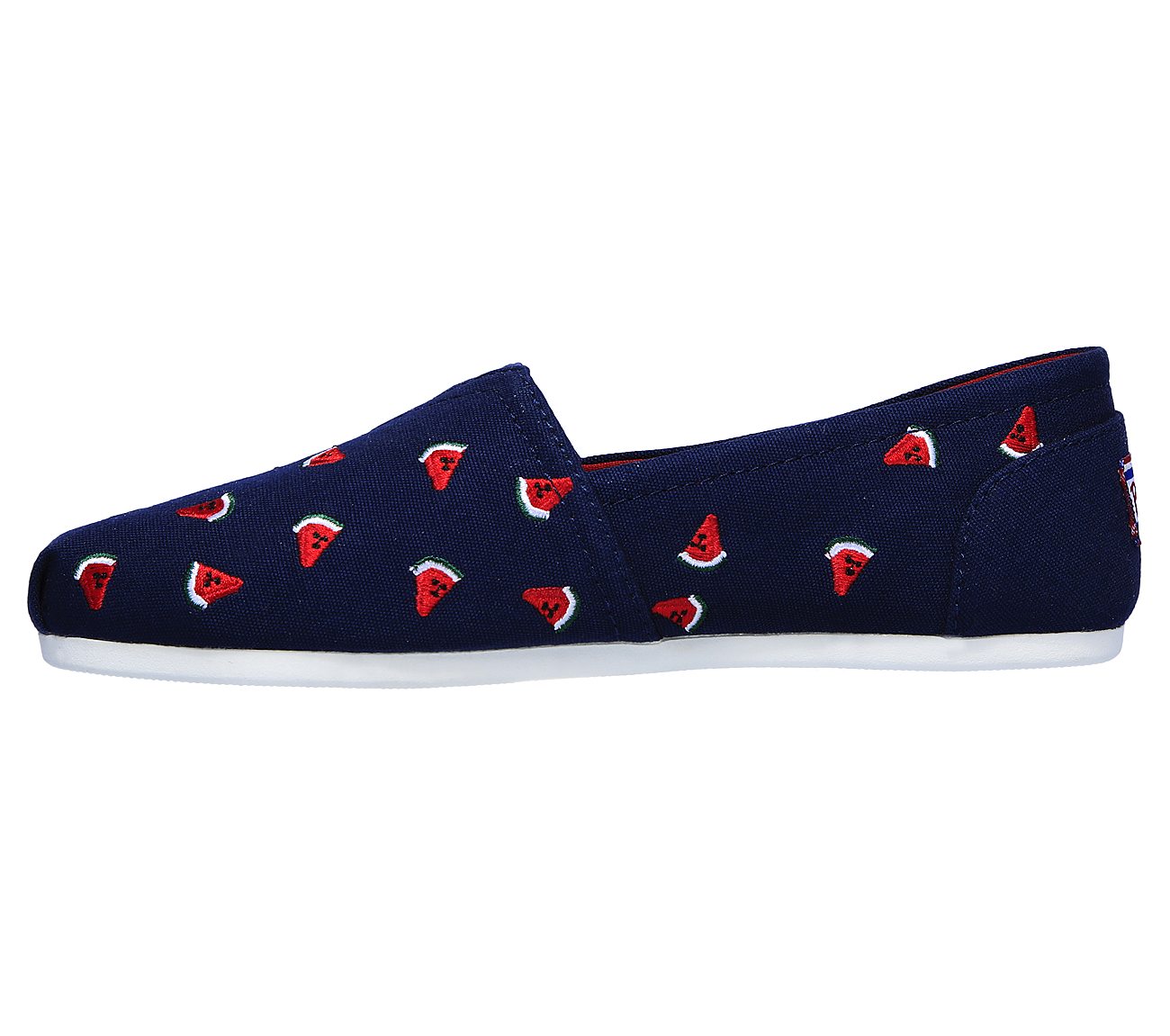 BOBS PLUSH-SELLIN'MELON, NAVY/RED Footwear Left View
