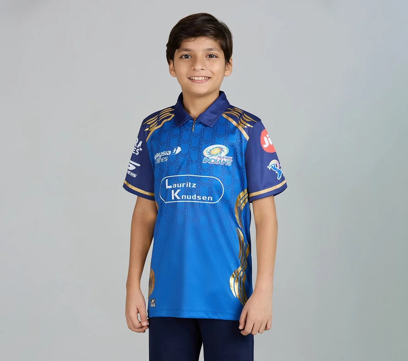 MUMBAI INDIANS IPL KID'S REPLICA JERSEY 2026, ROYAL/NAVY/LIME