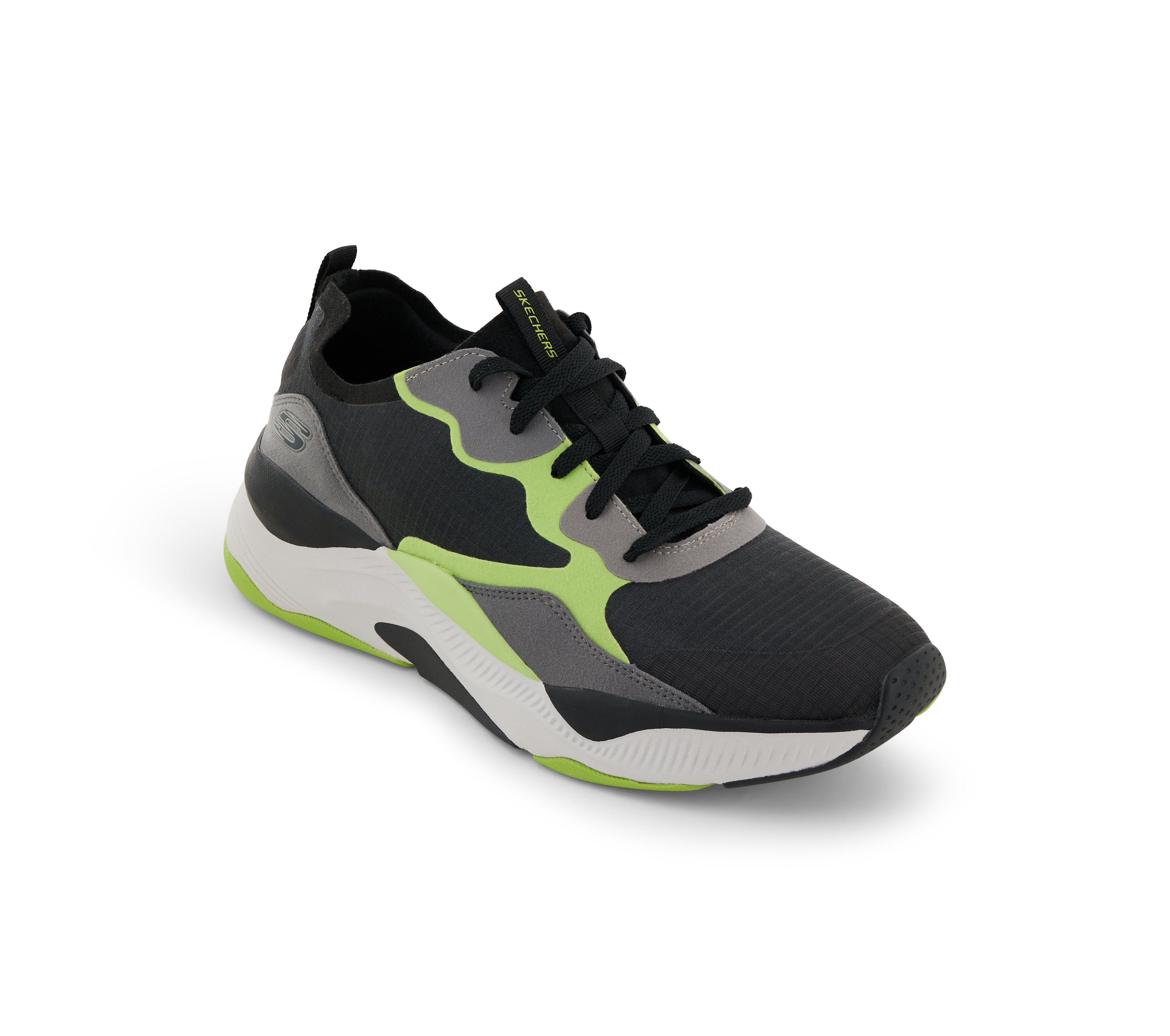 MIRA, BLACK/LIME Footwear Lateral View
