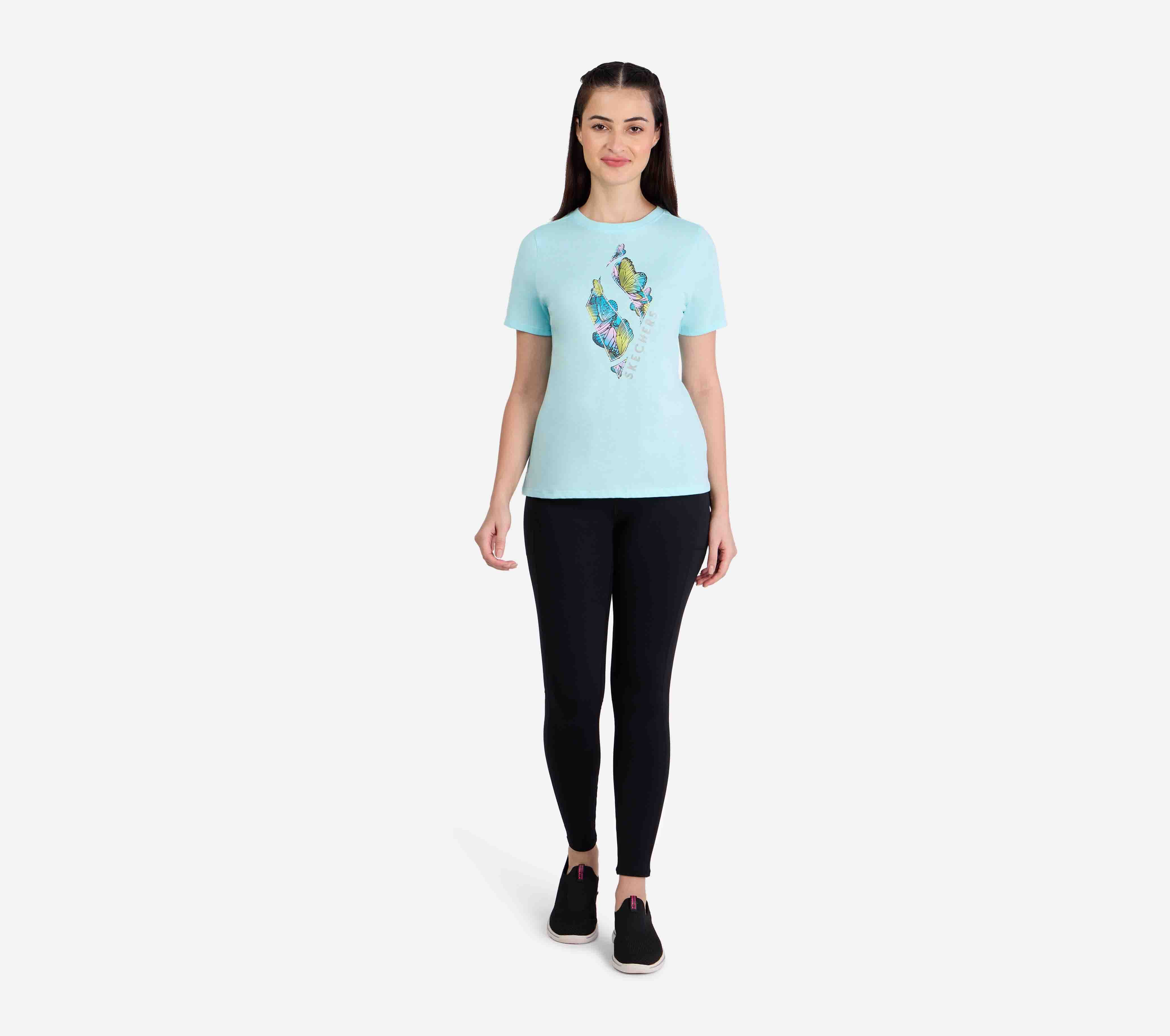 DIAMOND BUTTERFLY SHADOW T-SHIRT, WWWHITE Apparel Left View