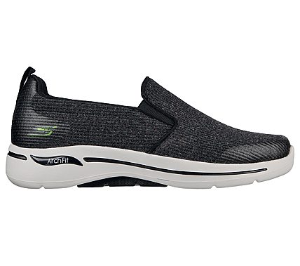 GO WALK ARCH FIT - OUR EARTH, BLACK/LIME Footwear Right View