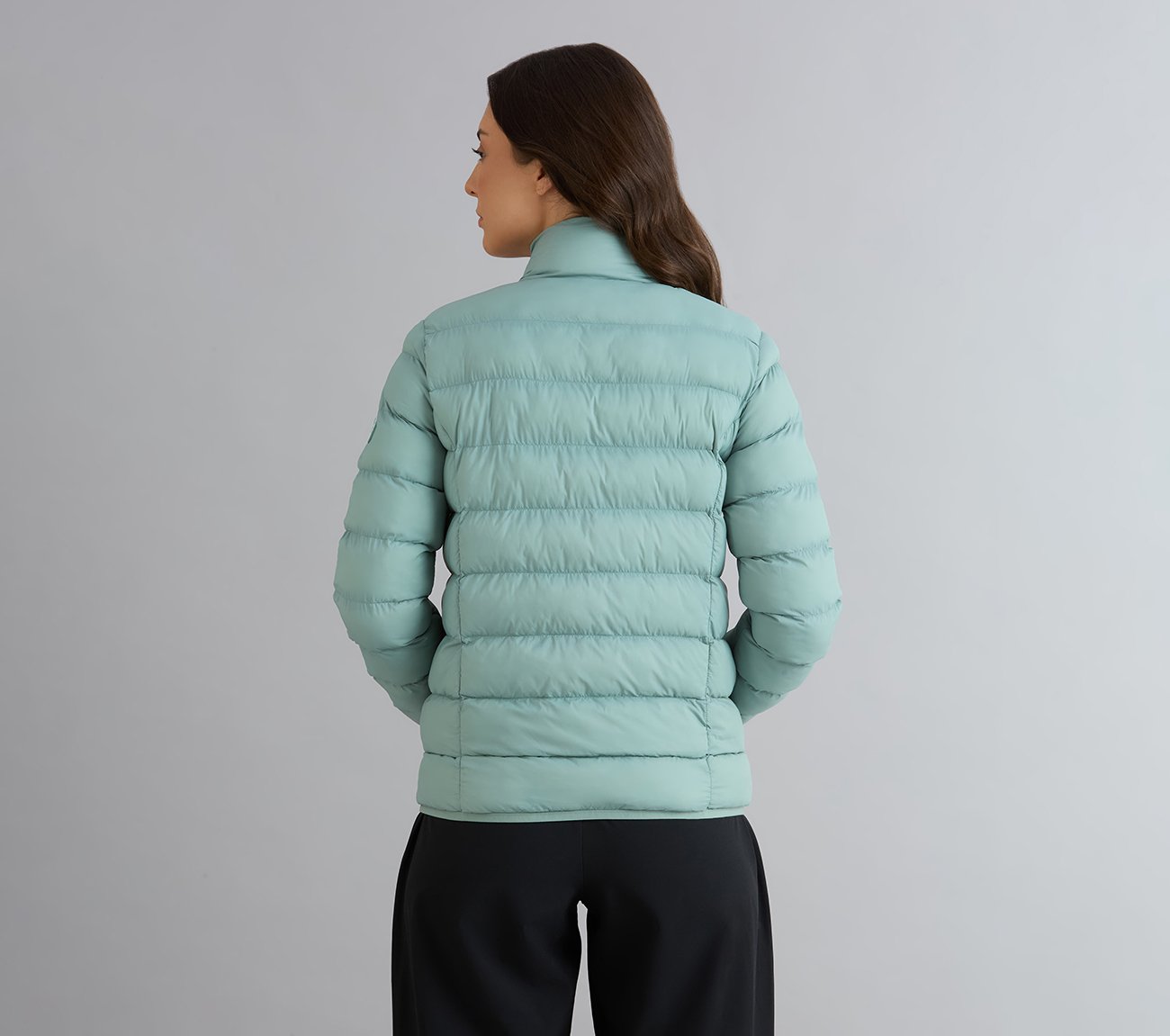 PUFFER FZ JACKET, OFF WHITE/NAVY Apparels Left View