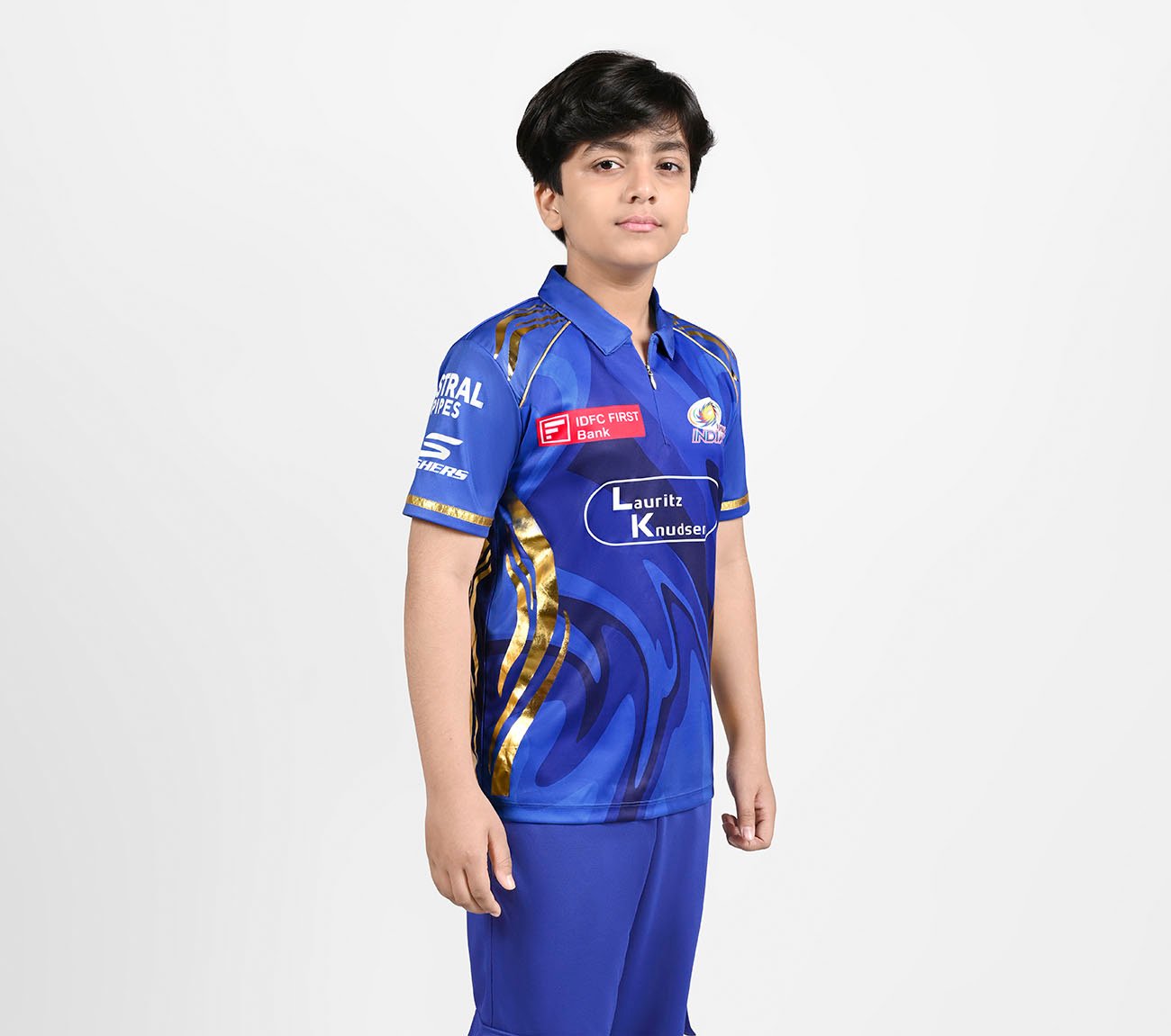 MUMBAI INDIANS: KIDS JERSEY, ROYAL/NAVY/LIME Apparel Bottom View