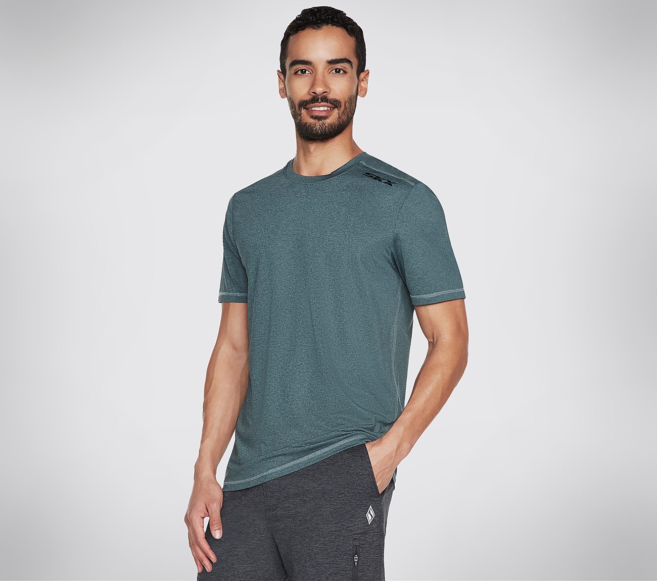 SKECH-AIR TEE, NAVY/GREEN Apparel Lateral View