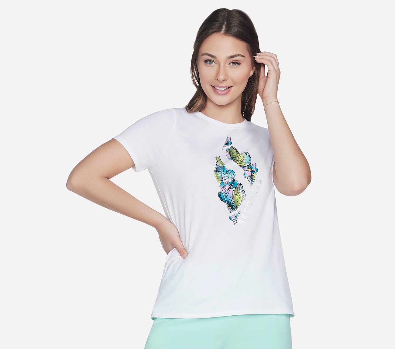 DIAMOND BUTTERFLY SHADOW T-SHIRT, WWWHITE Apparel Lateral View