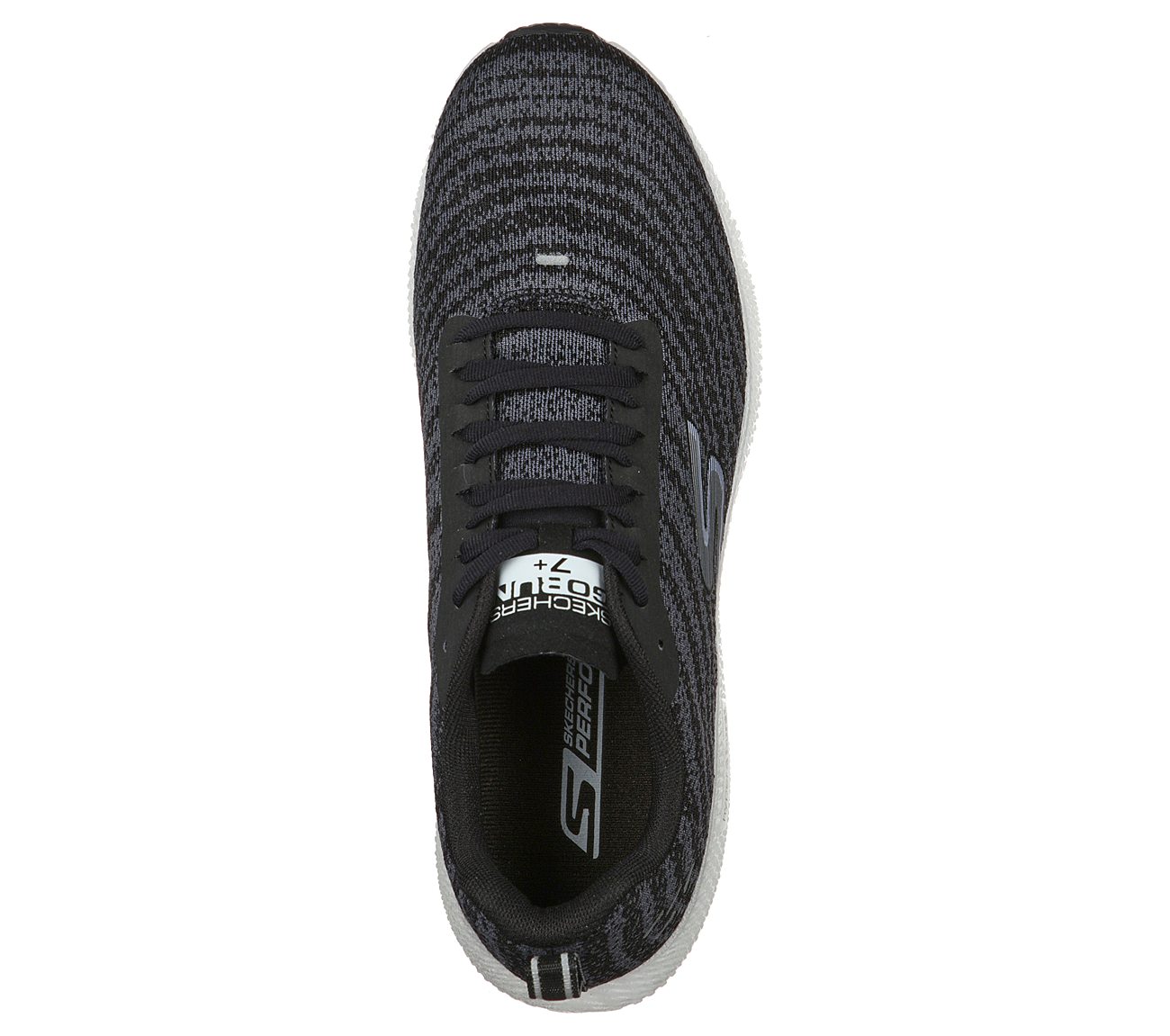 GO RUN 7+, BLACK/GREY Footwear Top View