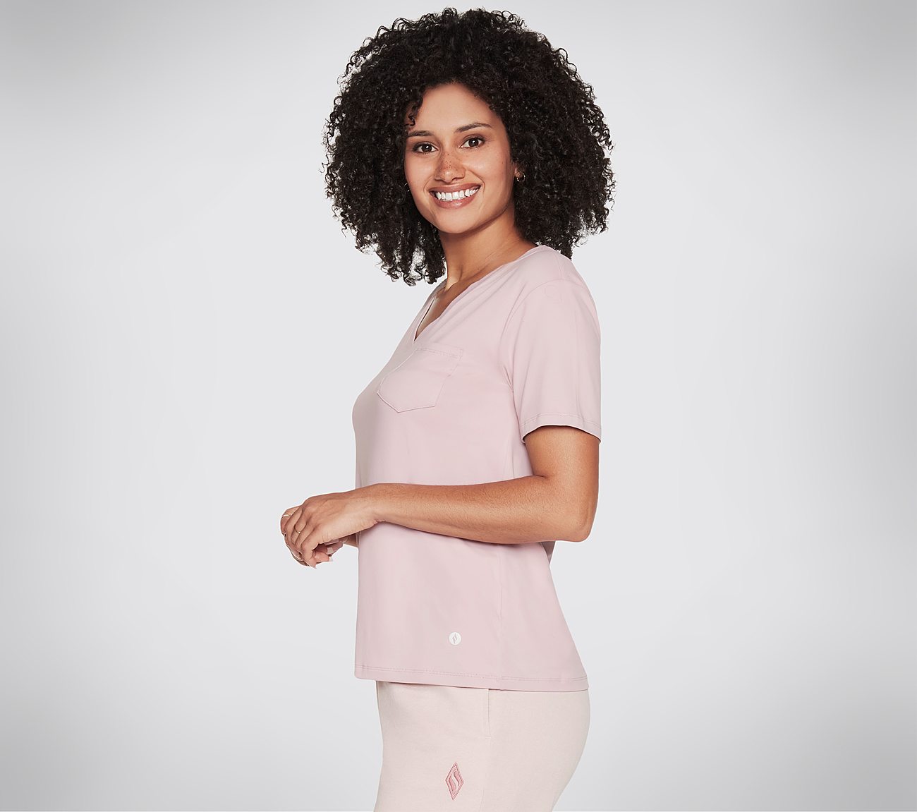 GODRI SERENE V-NECK TEE, PINK/LAVENDER Apparel Bottom View