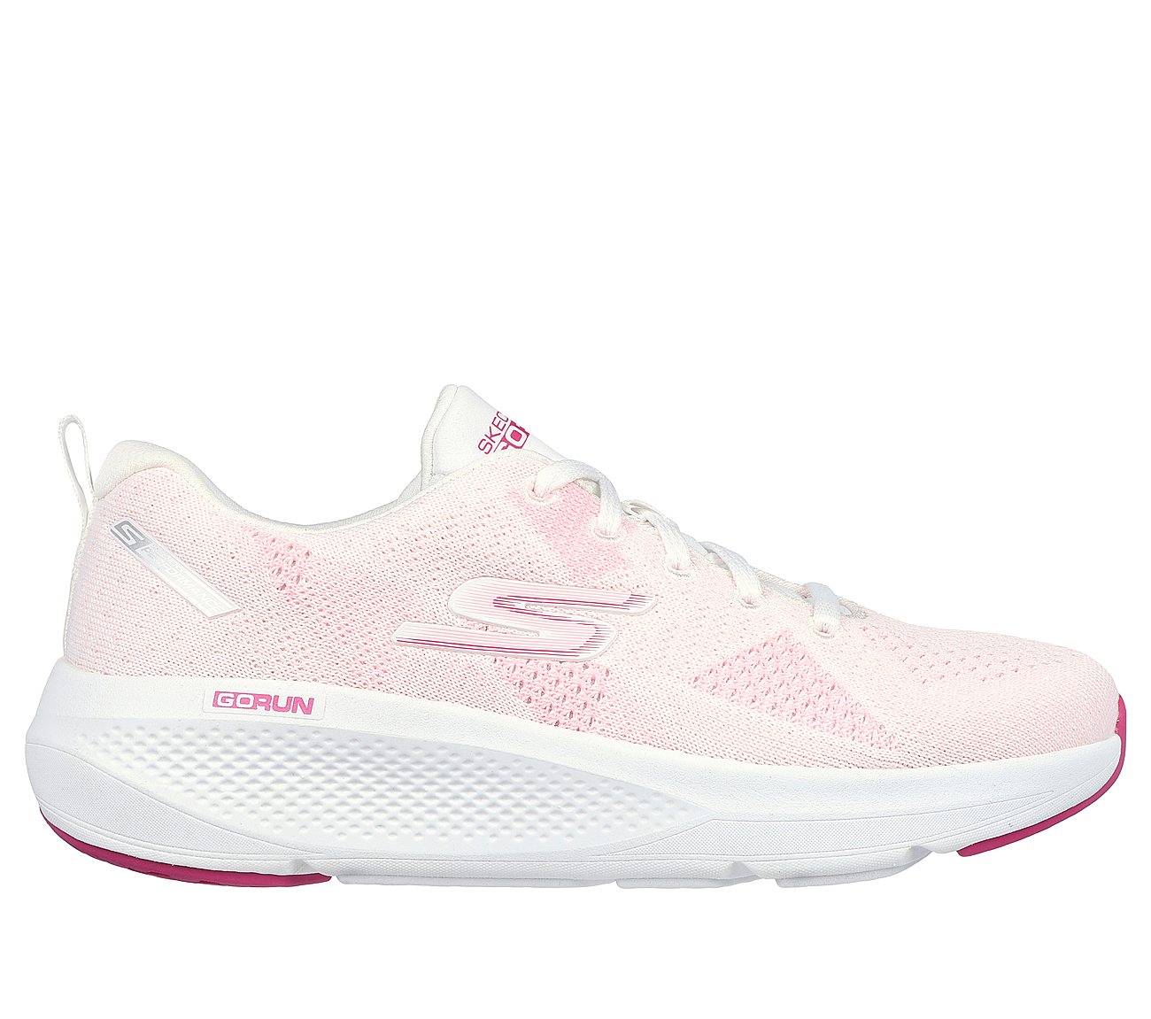 GO RUN ELEVATE, WHITE/PINK Footwear Lateral View