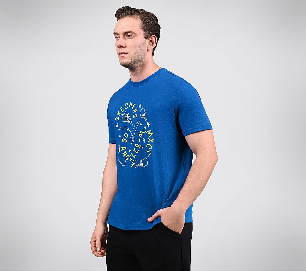 CORE VARSITY DOODLE TEE, BLACK/SILVER/ROYAL Apparels Bottom View