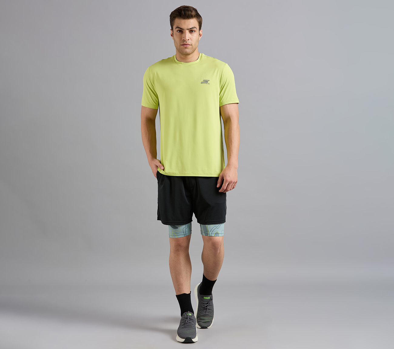 SPACE PRINT LAYER PICKLEBALL SHORTS, BLACK Apparel Right View