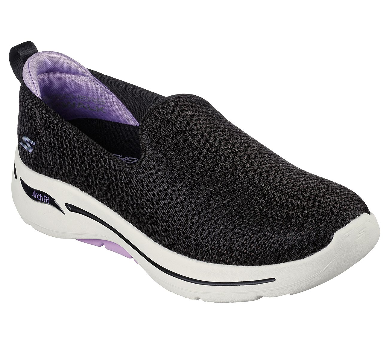Skechers Black/Lavender Go-Wark-Arch-Fit-H Womens Slip On Shoes - Style ...
