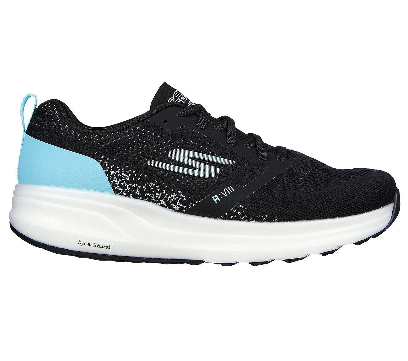 GO RUN RIDE 8, BLACK/TURQUOISE Footwear Right View