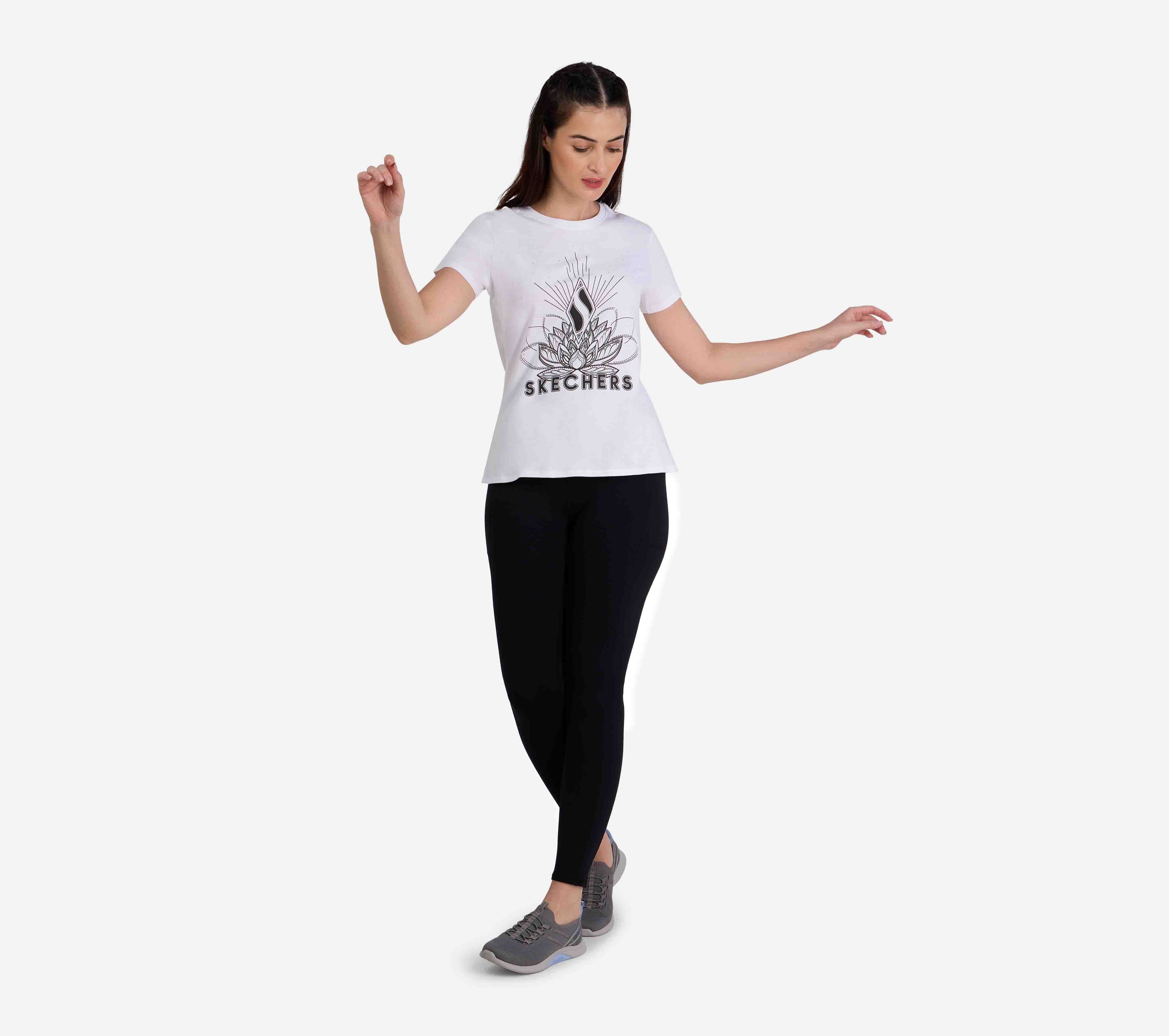 STUD EMBELLISHED ROUND NECK TSHIRT, WWWHITE Apparel Left View