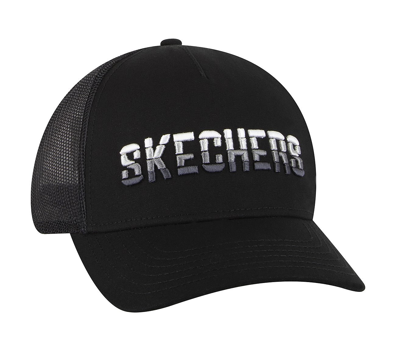TEXTURED LOGO TRUCKER HAT, BLACK Accessories Left View