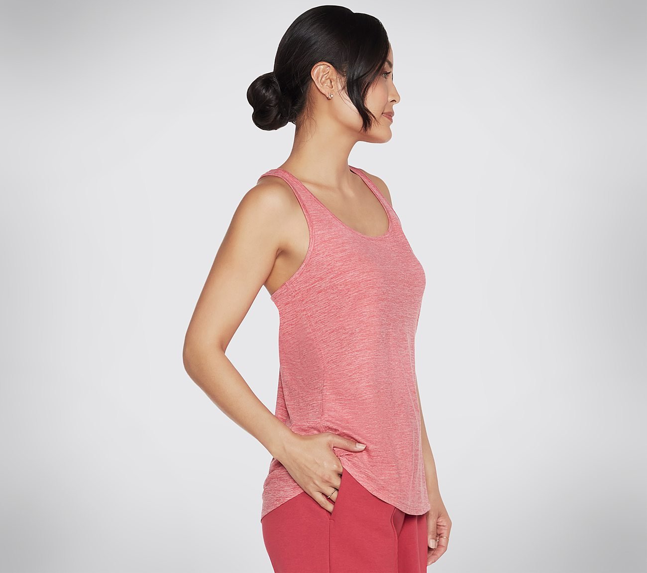 GODRI SWIFT TUNIC TANK, RED/PINK Apparels Bottom View