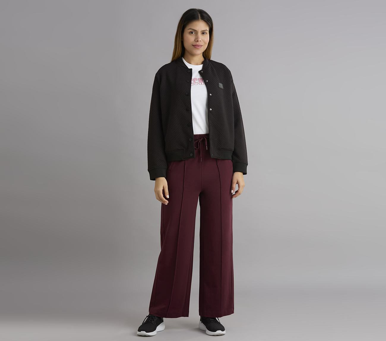 QUILTED SNAP BUTTON JACKET, BLACK