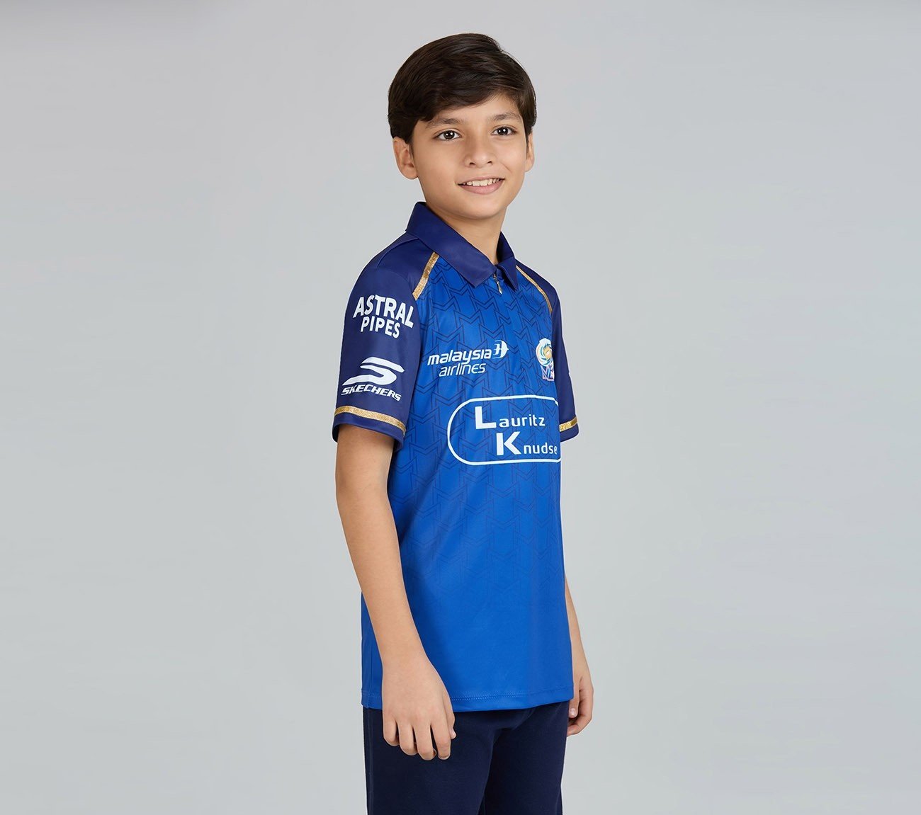 MUMBAI INDIANS IPL KID'S FAN JERSEY 2026, ROYAL/NAVY/LIME Apparel Bottom View