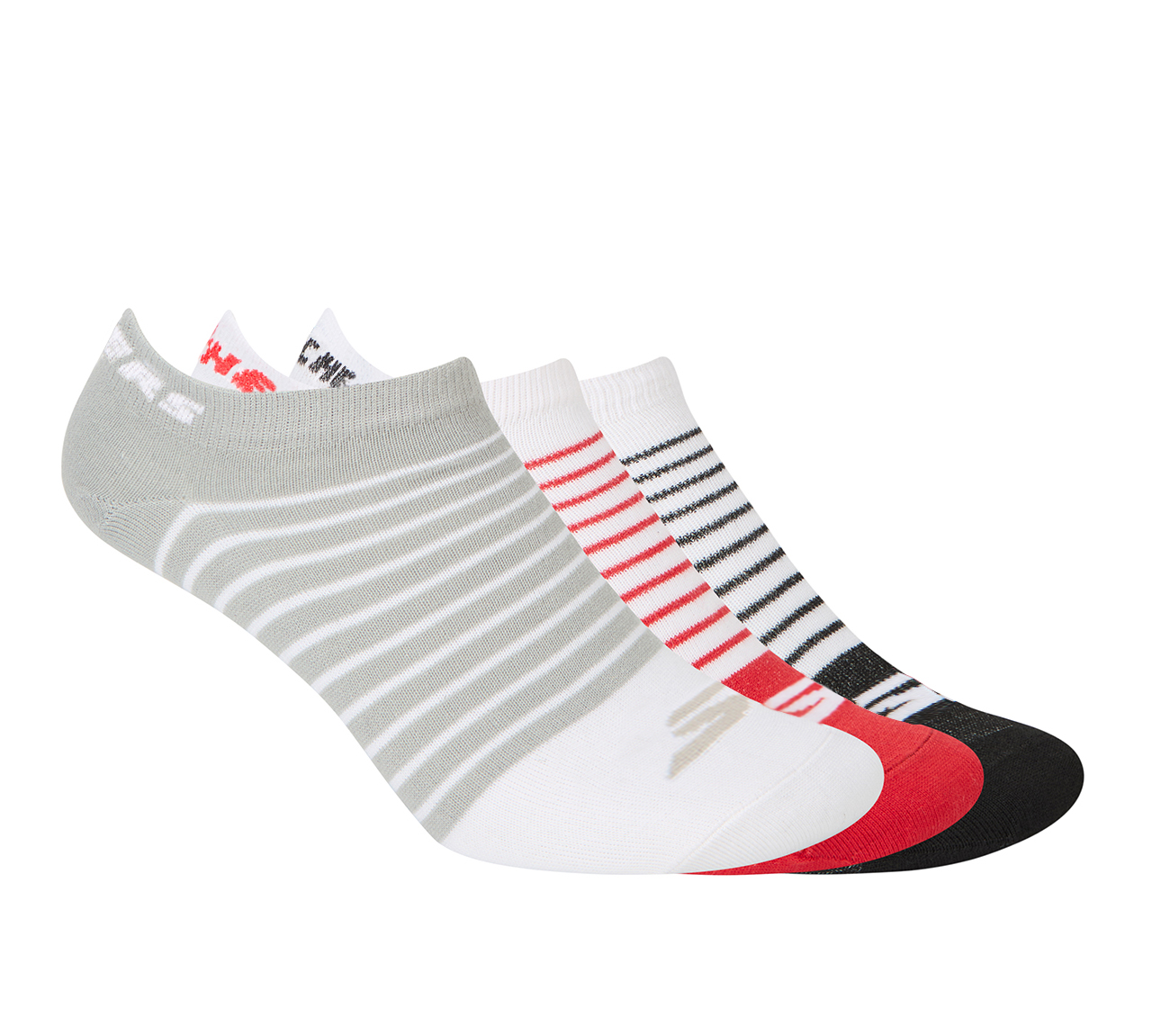 3PK WOMENS STRIPPED NON TERRY LOWCUT , BLACK/WHITE/RED