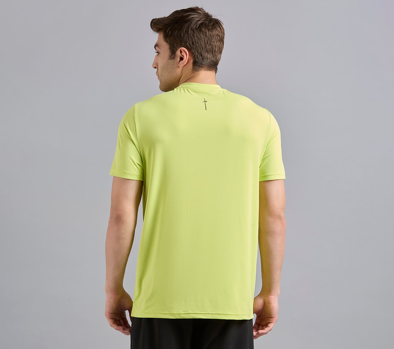 SKECHERS NEWSPRINT LOGO TEE, MINT/YELLOW Apparels Left View