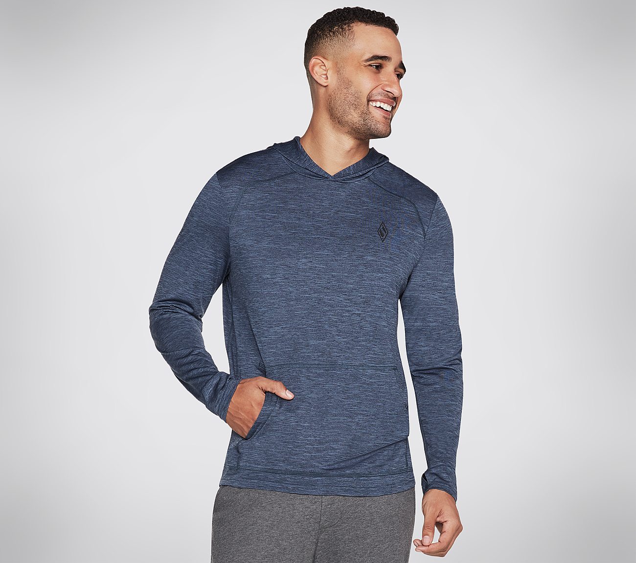 ON THE ROAD HOODED LS, BLUE/GREY Apparel Lateral View