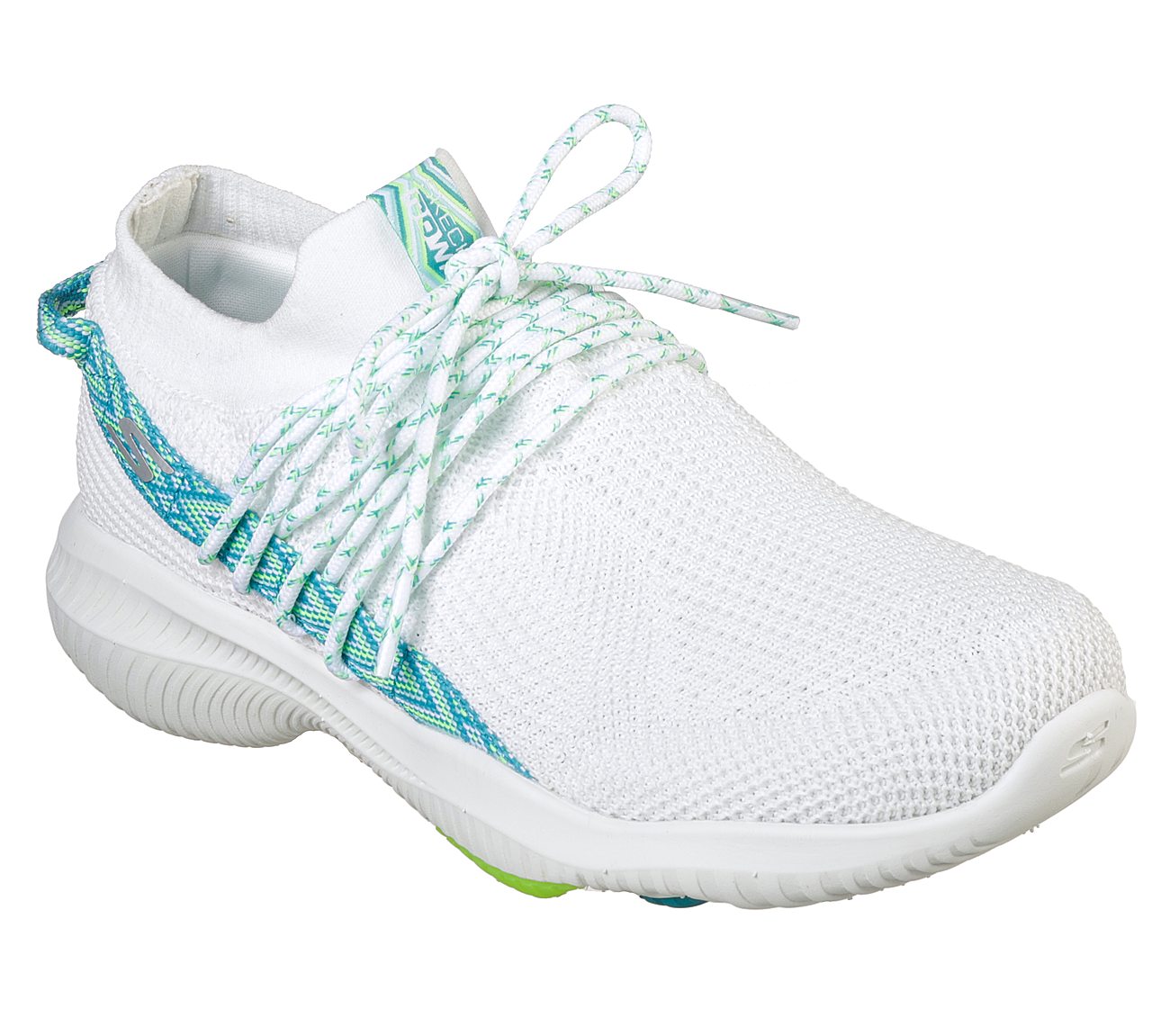 GO WALK REVOLUTION ULTRA-CAPI, WHITE/TURQUOISE Footwear Lateral View