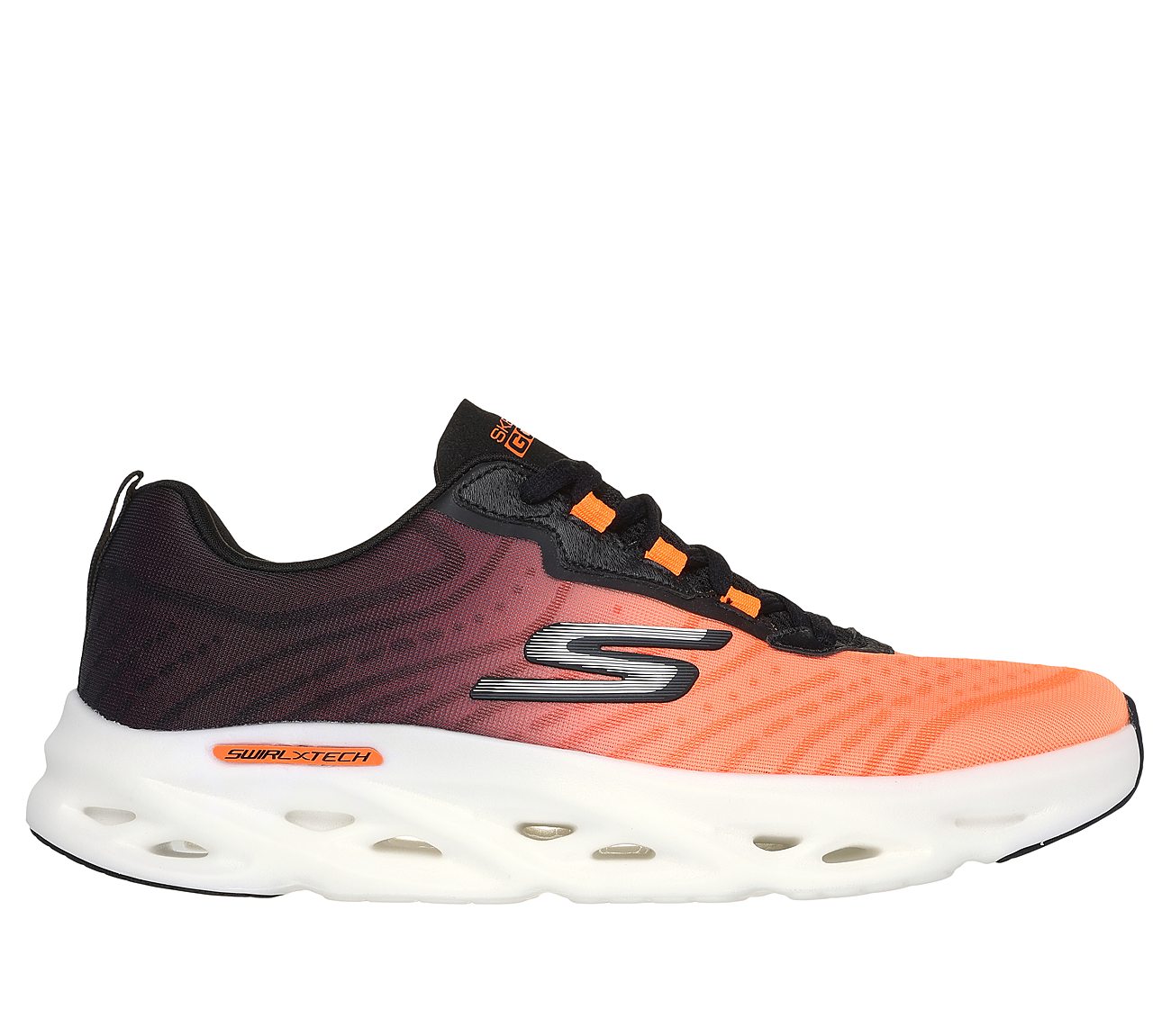 GO RUN SWIRL TECH SPEED, ORANGE/BLACK Footwear Lateral View